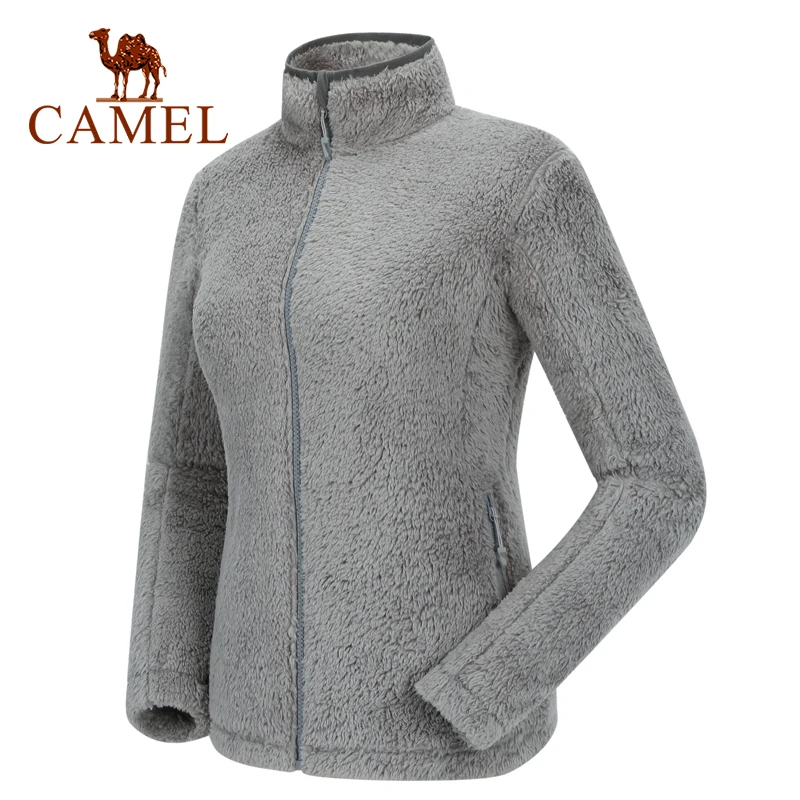CAMEL Женская Мужская Флисовая Куртка пальто короткая наружная ветрозащитная походная зимняя куртка на молнии с карманом