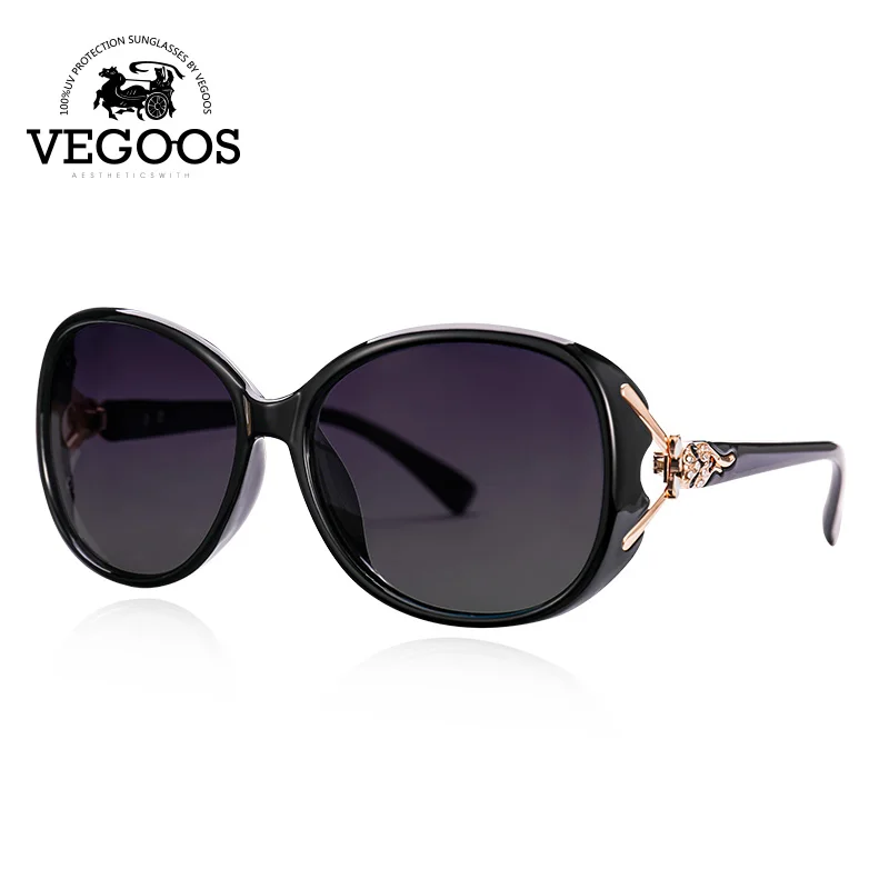 VEGOOS Роскошные негабаритные солнцезащитные очки для женщин поляризационные UV400 защита маленькое лицо Ретро Дизайнер Дамы Оттенки# 9131A - Цвет линз: 9131AC1