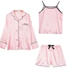 Pink Women's 7 Pieces Pajamas Sets Faux Silk Striped Pyjama Women Sleepwear Sets Spring Summer Autumn Homewear 2022 ► Photo 3/6