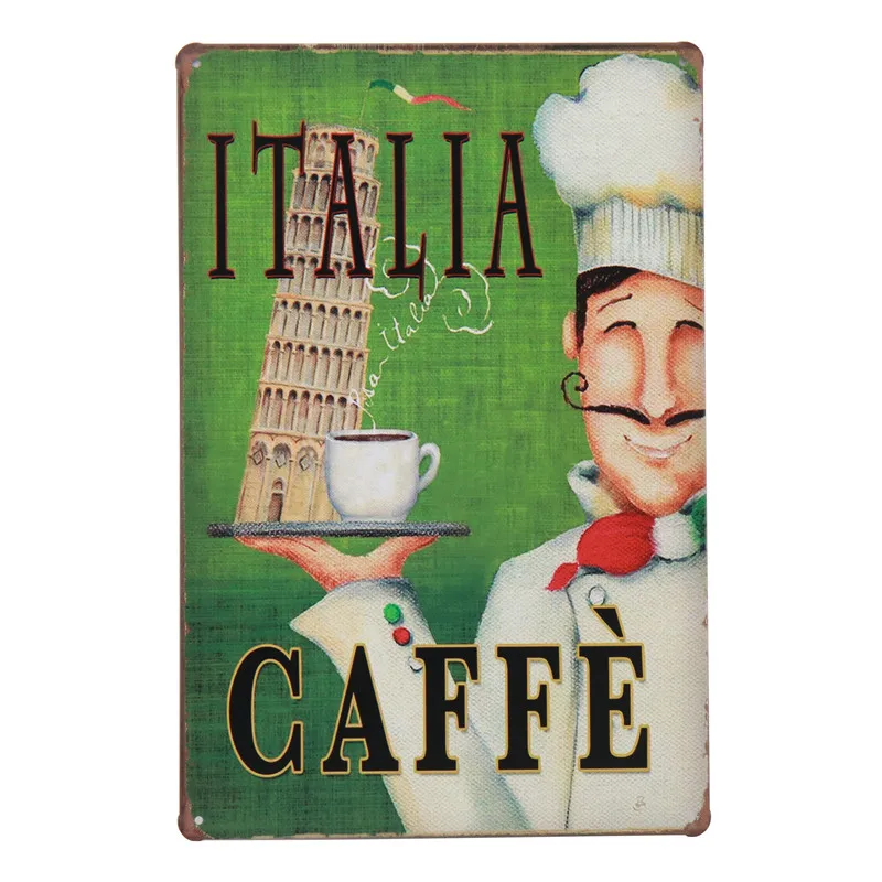 30X20 см Ретро Italia Caffe Париж Кафе жестяная вывеска Винтаж Tintin домашний бар декоративная художественная живопись металлические вывески Настенный декор H72 - Цвет: H