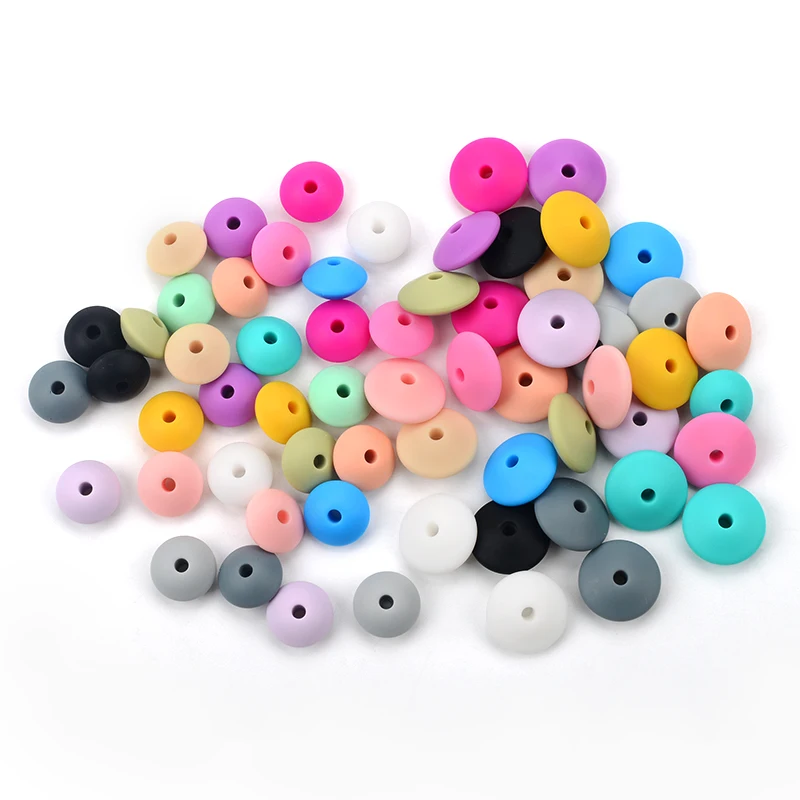 LOFCA 20 adet Silikon Mercimek Boncuk 12mm BPA Ücretsiz DIY Silikon Takı Bilezik Kolye Aksesuarları yapımı için bilezikler yapmak