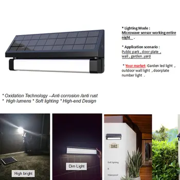 

LED Solar Light Outdoor Solar Lamp Motion Sensor Solar Powered Spotlight Wall Sunlight For Street Garden Decoratio