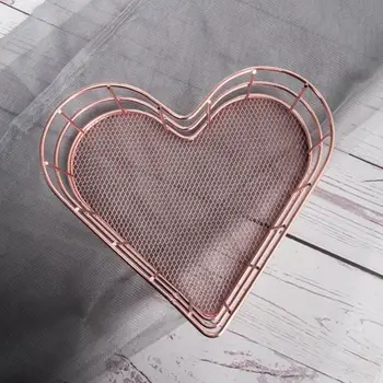 

Heart Shape Home Iron Basket Fashionable Domestic Storage Basket Storage Box Holder Space Saver Multifunctional Office Desktop