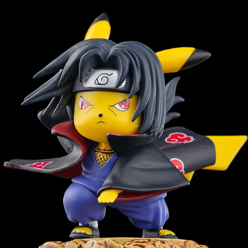 Figurine de collection GENERIQUE Figurine Pokemon Pikachu Cosplay modèle  11cm avec portes clés naruto - (Uchiha Itachi)