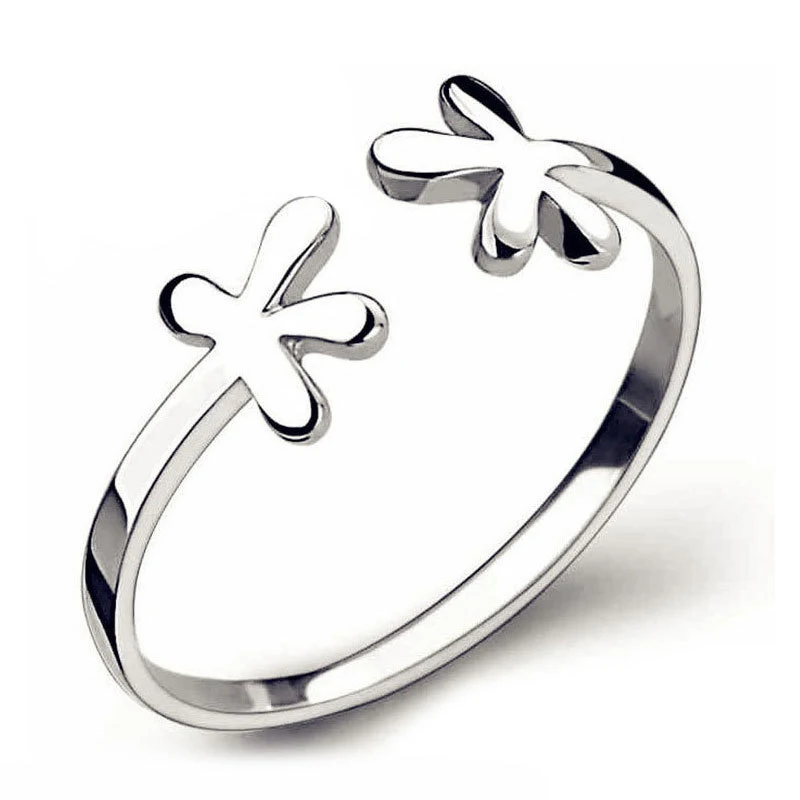 

Simple Rings for Girls Silver Plated 925 Opening Rings Women Solid Gift Jewelry Lovely Adjustable Young Design Cute Anillos Ring