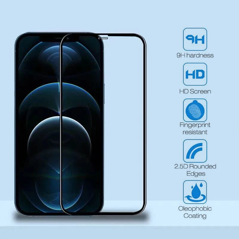 Полный закаленное защитное стекло для iPhone 11 12 Pro XR X XS Max 7 6 8 6s плюс 5S SE Защитная