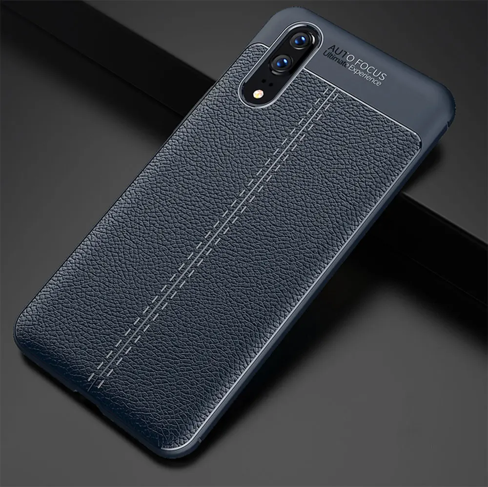 Тёмно-синий Мягкий силиконовый чехол для huawei Honor 8C mate 20 X PRO Y9 чехол для huawei Honor 8X max ударопрочный кожаный текстурированное покрытие - Цвет: Тёмно-синий