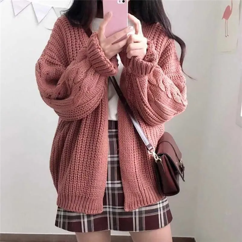 Sweater women cardigan Solid Long Sleeve Cardigans Knit Tops women's knitted coat autumn winter jumpers knitwear femme 4 |