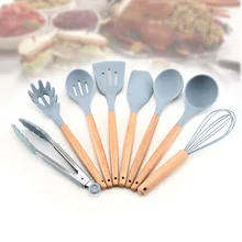 Деревянная ручка, силикон набор кухонных принадлежностей кухонные принадлежности 8 шт. домашняя кухонная лопатка антипригарный горшок совок