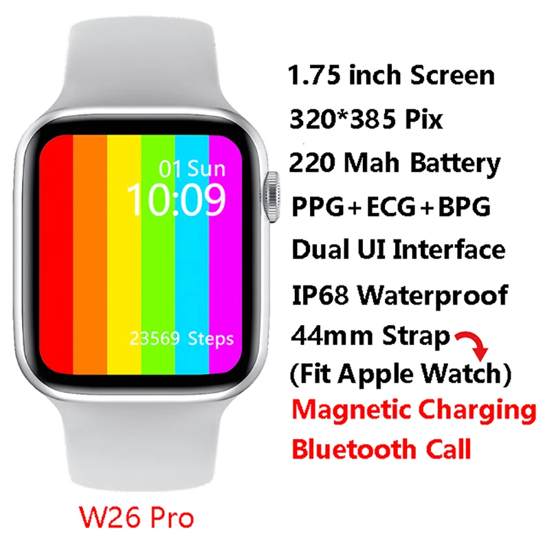 Reloj inteligente W46 para IWO W26 Pro, 1,75 pulgadas, 320x385, pantalla  completamente táctil, Bluetooth, llamada, carga inalámbrica|Relojes  inteligentes| - AliExpress