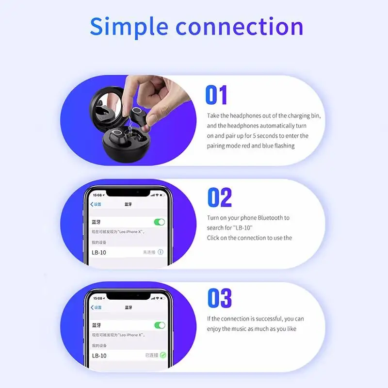 LB-10 TWS беспроводные наушники Bluetooth 5,0 с функцией распознавания отпечатков пальцев и шумоподавления водонепроницаемые 6D стерео музыкальные гарнитуры с зеркалом