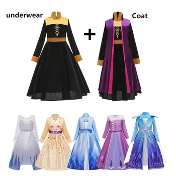 

Movie 2 Elsa Role Play Prom Party Dress Girls Dress Princess Anna Elsa 2 Cosplay Costume Kids Dress Up Snow Queen Child Clothes