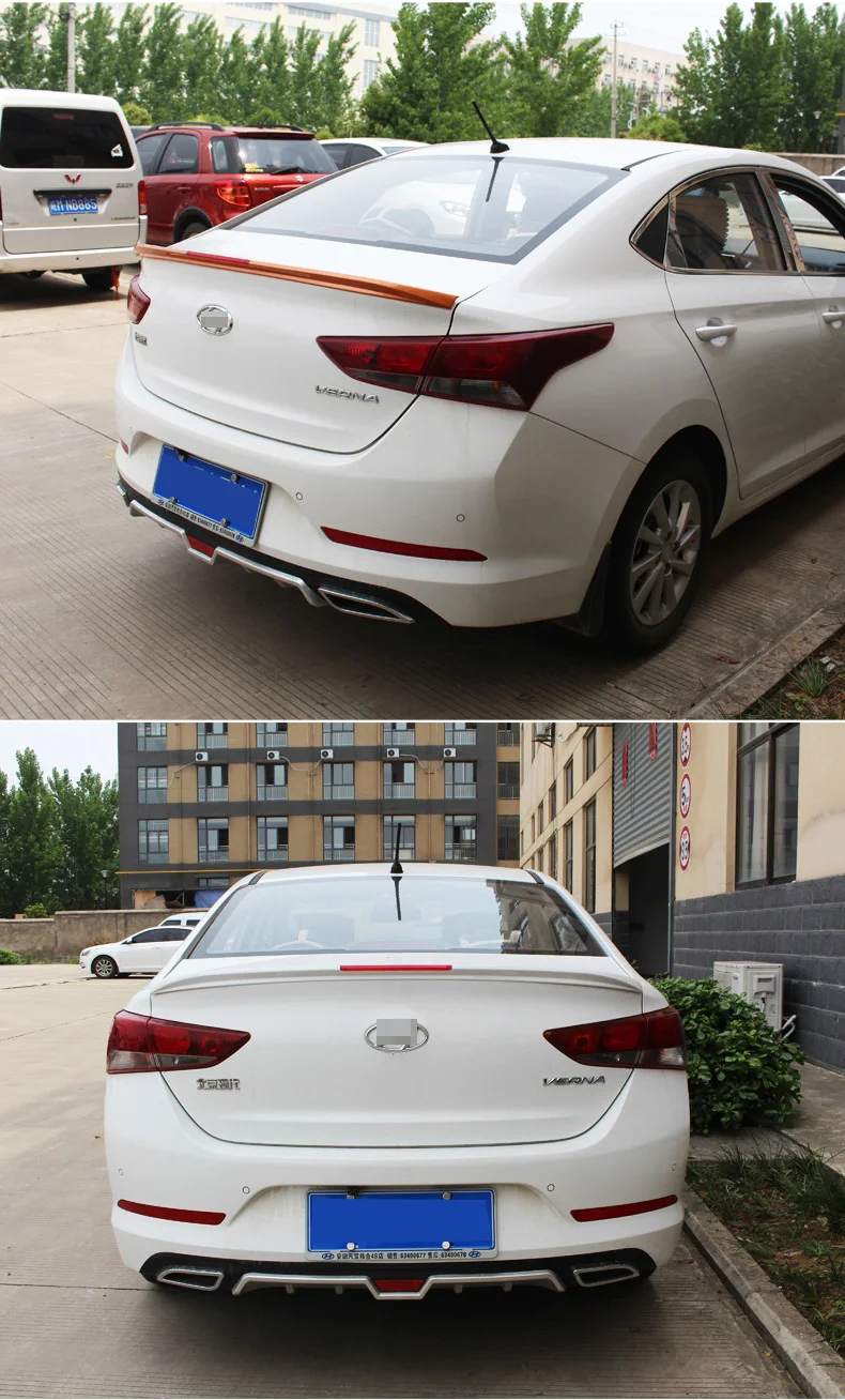Lsrtw2017 для hyundai Solaris Verna, устанавливаемый на крыше автомобиля хвост крыло спойлера планки Декоративные интерьерные аксессуары хром