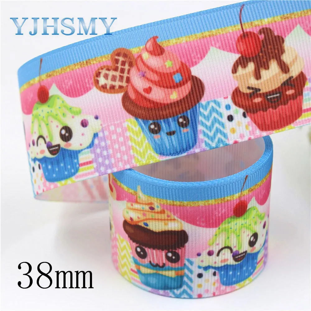 YJHSMY I-19906-2093, 38 мм 10 ярдов десертная лента термопереводной рисунок Grosgrain, Подарочная упаковка DIY материал