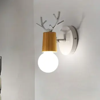 

Wall Lamp Vintage Wooden Light Wall Mounted Bedside Illumination Minimalist Decor With Base For Home Living Room Bedroom Q0KF