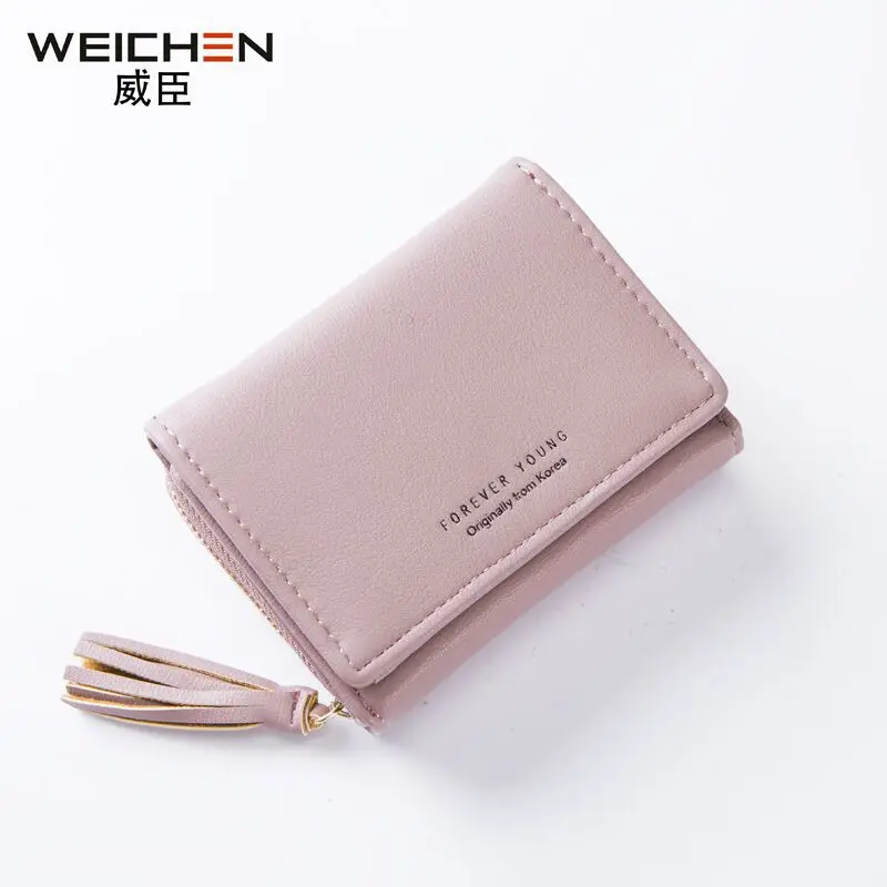 WEICHEN новый кошелек с пряжкой женский короткий кисточкой несколькими картами