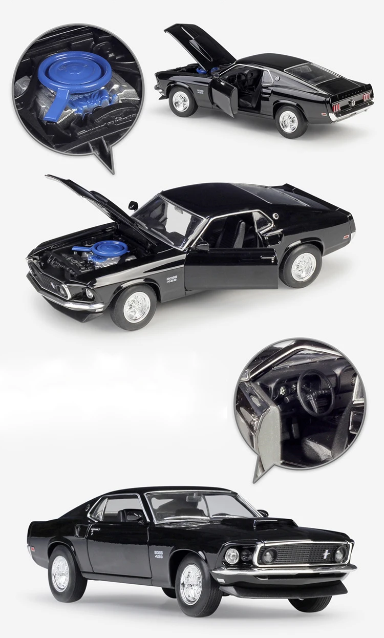 WELLY 1:24 Масштаб литья под давлением машина высокая имитация 1967 Ford Mustang Boss429 модель автомобиля металлический сплав игрушка автомобиль для детей Коллекция подарков