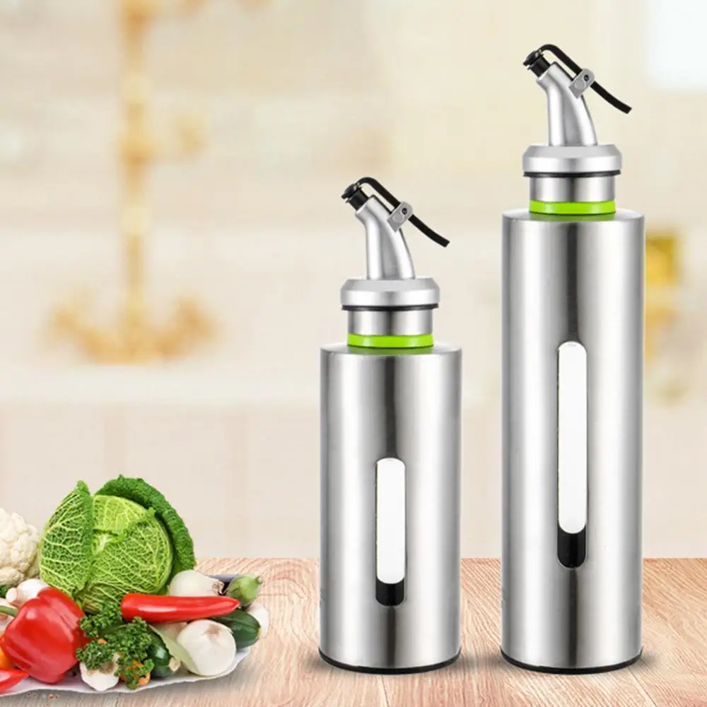 

150/250ml Visible Kitchen Oil Bottle Stainless Steel Leak-proof Soy Sauce Seasoning Vinegar Cruet Storage Dispenser