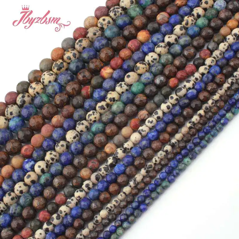 

Natural Stone Beads Faceted Round DIY Loose Spacer Strand 15 inch For Necklace Bracelets Jewelry Making 4/6/8/10MM