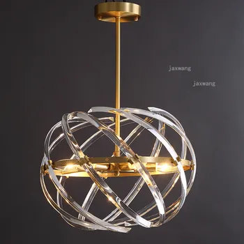 

Glass LED Copper Nordic Pendant Lamps Modern Crystal Bedroom Loft Chandeliers Light Fixture JW Hanging Lamps Kitchen Accessories