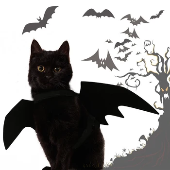 

2019 New Halloween Pet Dog Costumes Bat Wings Vampire Black Cute Fancy Dress Up Halloween Pet Dog Cat Costume
