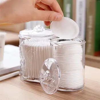 

OUNONA Cotton Swab Dispenser Storage Box Acrylic Makeup Holder Box Cotton Pads Storage Case Makeup Brushes Container Organizer