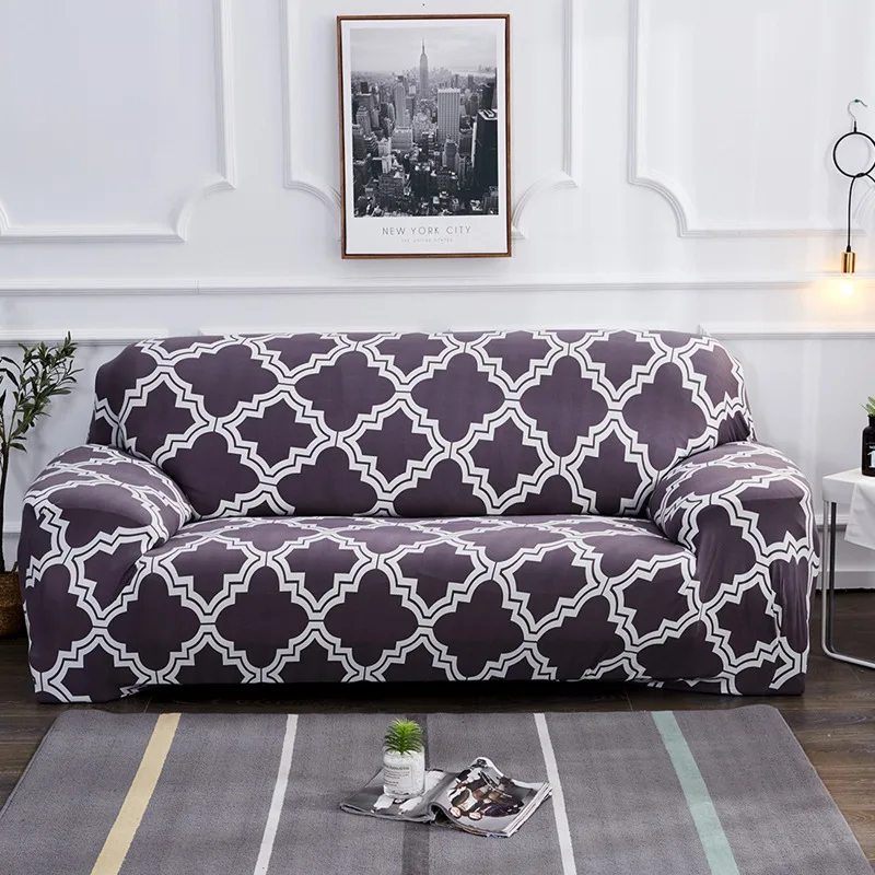 Grey Plaid Solid Color Sofa Cover Big Elasticity Stretch Couch Cover Loveseat Sofa Corner Sofa Towel Furniture Cover 1/2/3/4 Seater - Цвет: Grey Plaid