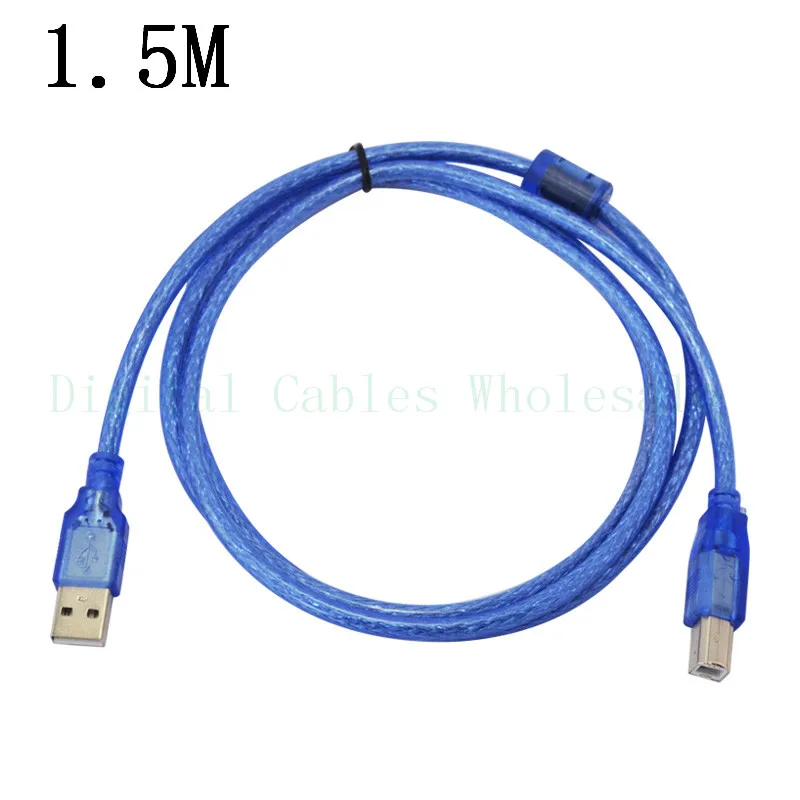 Высокоскоростной прозрачный синий usb-накопитель 2,0 кабель для принтера type A Male to type B Male двойное экранирование для 0,3 m, 0,5 m, 1,5 m, 3 m, 5m