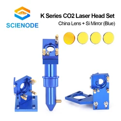 Scienode K Serie Blue Golden CO2 Laser Head Set with Focus Lens Reflect Mirror for 2030 4060 K40 Laser Engraving Cutting Machine