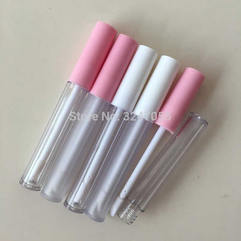 

2.5ML Plastic Frosted Empty Lipgloss Tube n Pink/White Lid,Clear Plastic Cosmetic Lip Gloss Container,Concealer RefillableBottle
