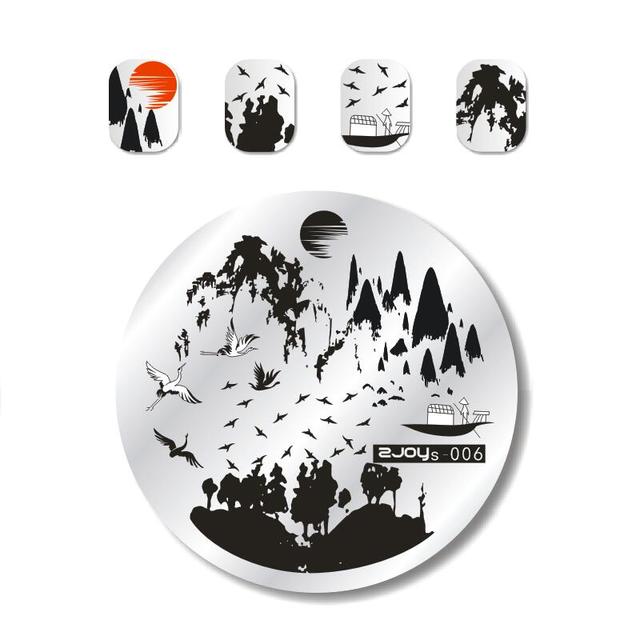 Round Nail Stamping Plates Butterfly/Constellation/Leaf/Bird Stainless Steel Image Stencils Printing Nails Decor 5.5cm Tool