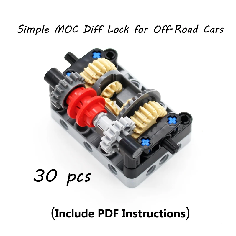 30 Pcs MOC High tech Off Road Car Simple Diff Lock Differential Gears