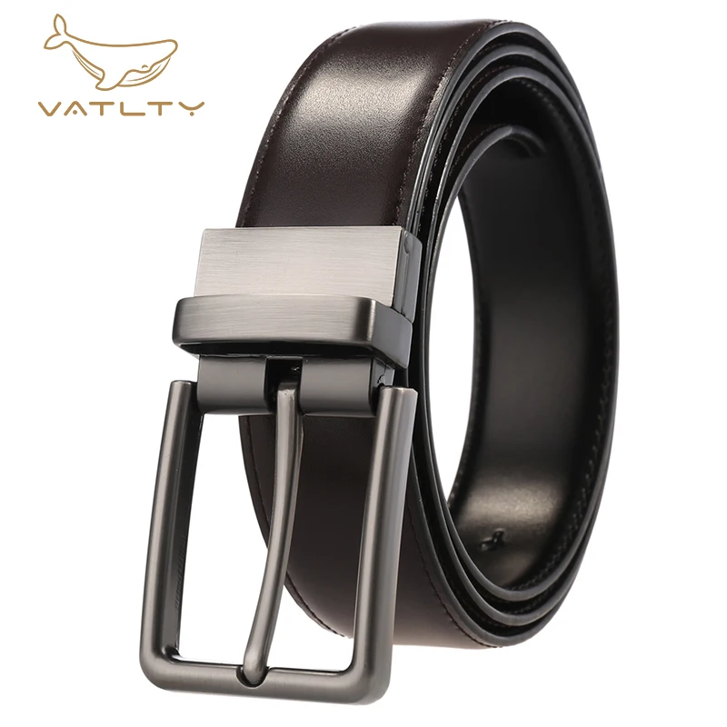 

VATLTY Official authentic 2020 men's belt natural cowhide casual business belts for men 360° rotating metal buckle leather belt