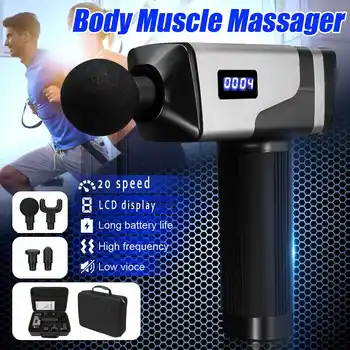 

4 Heads Therapy Massage Guns 20 Speeds Vibration Percussion Muscle Massager Body Relax Massage LCD Display 2500mAh Battery