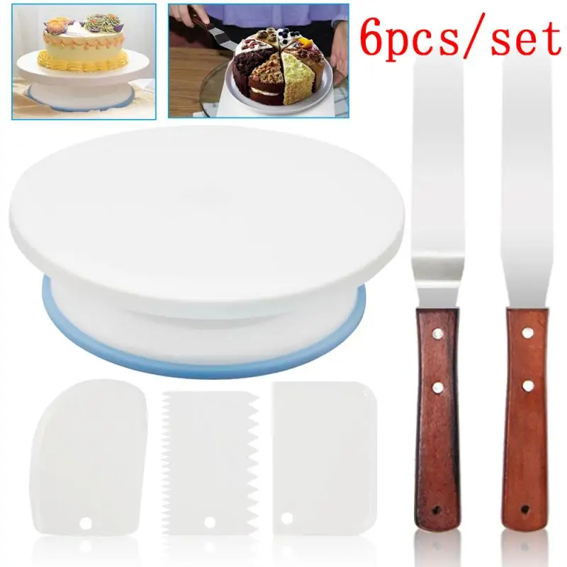 10 zoll Hohe Qualität Kuchen Stehen Handwerk Plattenspieler Set Plattform Cupcake Rotierenden Platte Revolving-Kuchen Backen Dekorieren Werkzeuge
