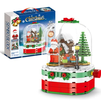 

Creative Building Blocks Toys For Children Christmas Tree Santa Claus Winter Village Bricks Present DIY Dust Cover Bricks Toys