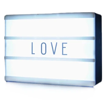 

New LED Combination Night Light Box Lamp DIY Black Letters Cards USB Port Powered Cinema Lightbox-White Light A6