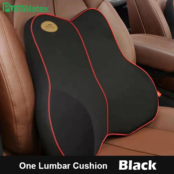 Purenlatex автомобильный набор Ортопедическая подушка из пены с эффектом памяти подушка для поддержки спины офисный коврик копчик подушка медленный отскок давление подголовник - Цвет: BlackRed Cushion