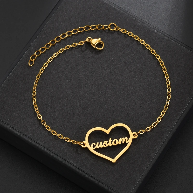 Custom Name Letter Number Personalized Bracelet Love Heart Anniversary Brithday Festival DIY Customized Piercing Bangle Jewelry Custom Name Letter Number Personalized Bracelet Love Heart Anniversary Brithday Festival DIY Customized Piercing Bangle Jewelry