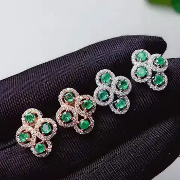 

Natural emerald Earring fashionable gem quality 925 silver 3mm