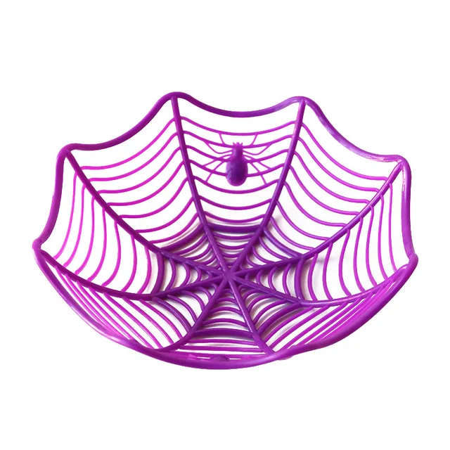 SPIDER WEB BASKET Black Orange Purple White  Candy Bowl Halloween Decoratioy3