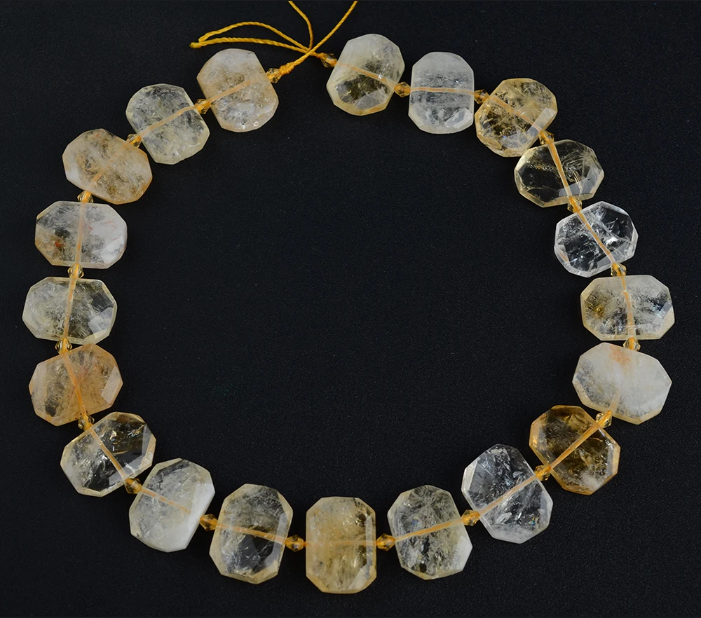 Natural Genuine Facetec Clear Yellow Citrine Quartz Crystal Slab Cushion Rectangle Nugget 15X20mm 15