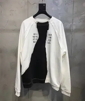 

Maison Margiela Stitching Hoodies Women Men Toga top Oversize Letters Printed Tear Shape Sweatshirts Maison Margiela Pullovers