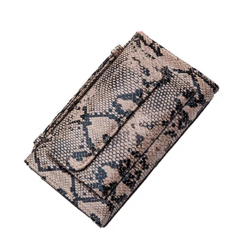 Женский клатч из кожи страуса, вечерние сумки на цепочке, модная женская сумка для телефона, кошелек - Цвет: Gray Snake