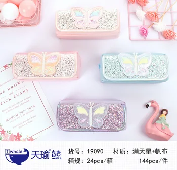 

Butterfly pencil case large capacity student creative canvas pencil case stationery storage