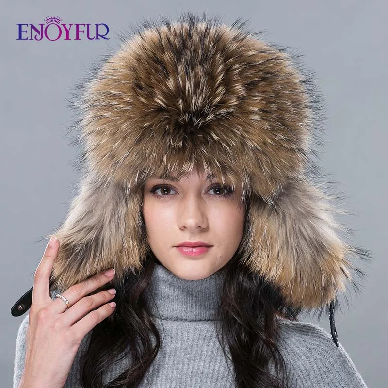 Женская шапка бомбер из натурального меха лисы и енота|hat world hats|hat patterns for menhat club hats