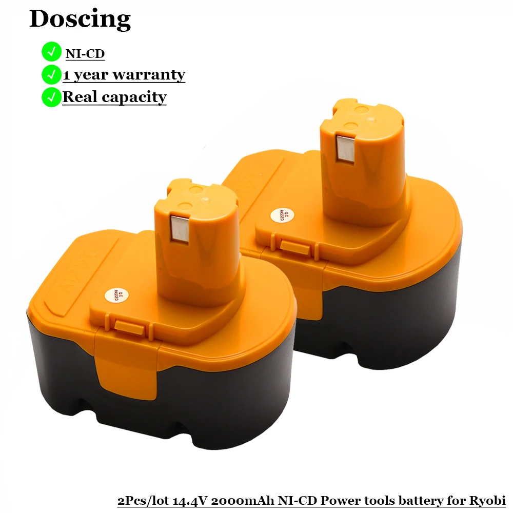 2Pack Doscing для Ryobi 14,4 в 2000 мАч сменный никель-металлогидридный аккумулятор для Ryobi RY-1444 14,4 вольт - Цвет: 2Pack
