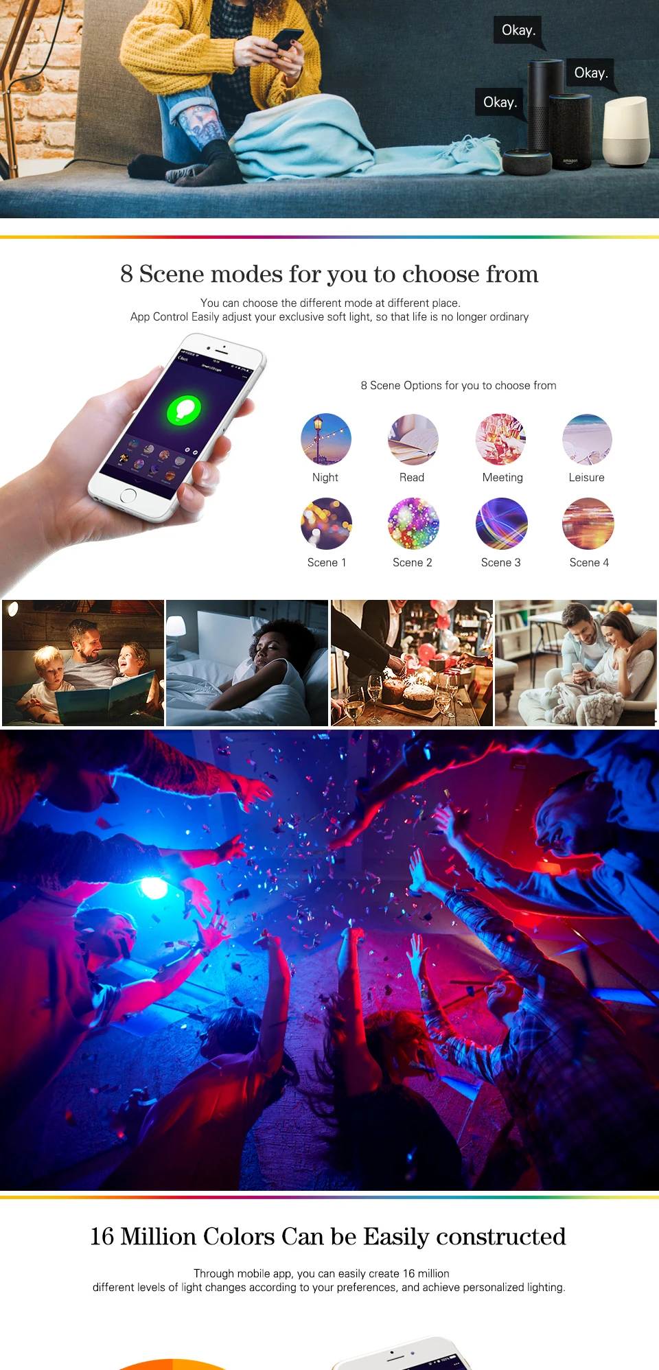 LED Downlight WiFi Smart APP Dimming Round Spot Light 7W 9W RGB Color Changing Warm Cool light Work with Alexa Google Home