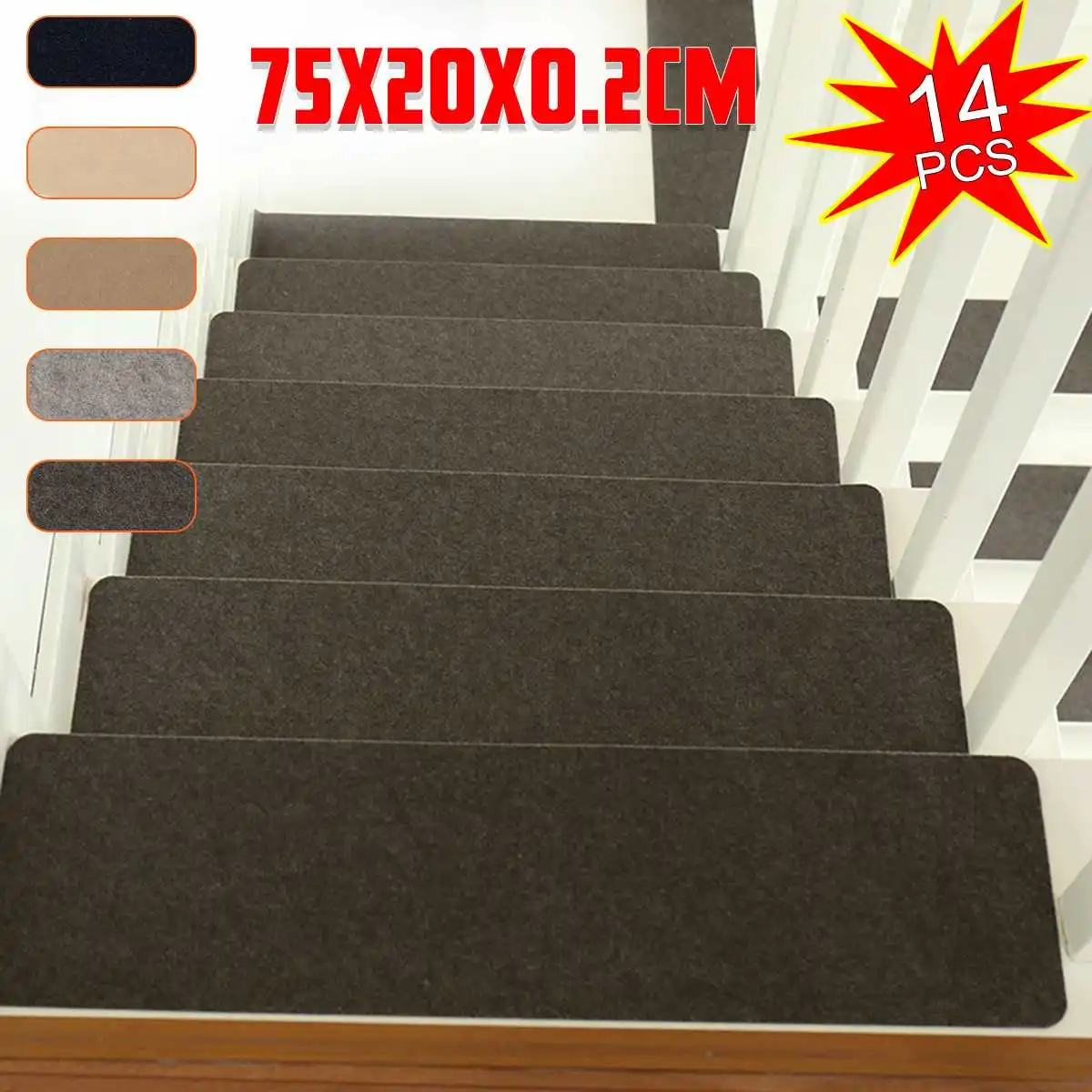 14pcs Self-adhesive Stair Pads 20x75cm Lengthen Anti-slip Rugs Carpet Mat Sticky Bottom Repeatedly-use Safety Pads Mat for Home 14pcs Self-adhesive Stair Pads 20x75cm Lengthen Anti-slip Rugs Carpet Mat Sticky Bottom Repeatedly-use Safety Pads Mat for Home