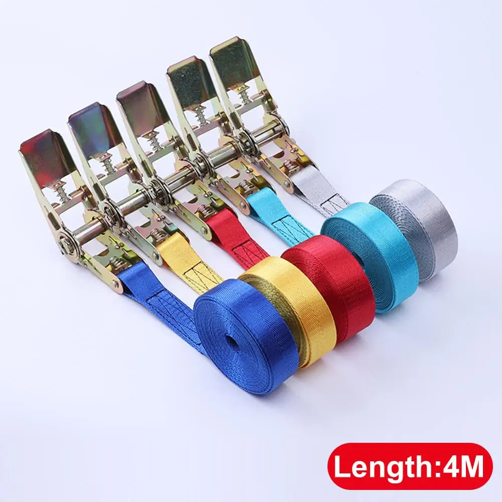 4 Meter Car Motorcycle Cargo Strap Tension Rope Tie Down Strap Strong Ratchet Belt for Luggage Bag Lashing Rope elastic bands